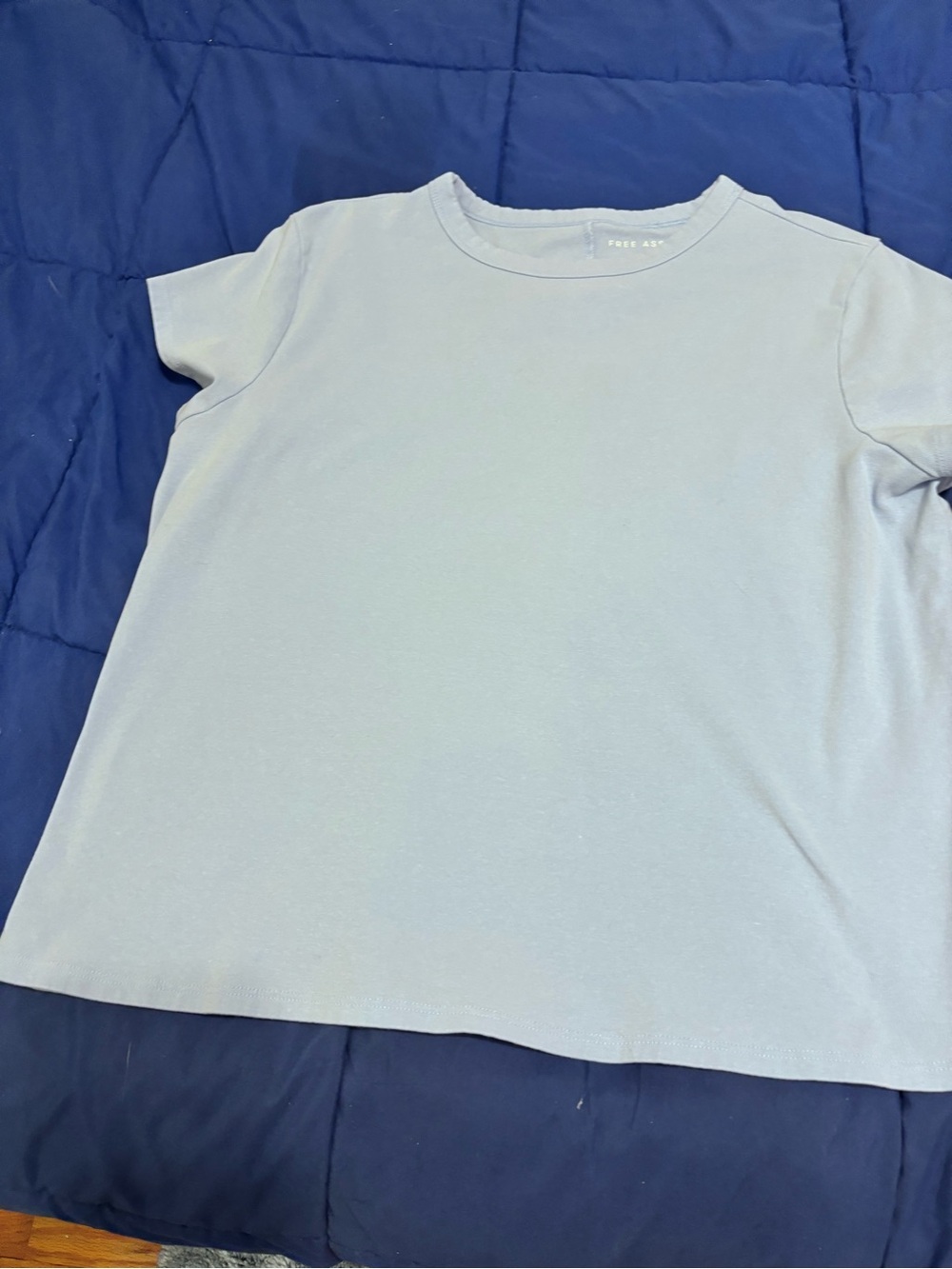 Light Blue Free Assembly Short Sleeve Top